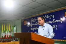 ကရင်ပြည်နယ်ဝန်ကြီးချုပ်ဦးစောမြင့်ဦး ဘားအံခရိုင်မီးသတ်စခန်း၌ ဖွင့်လှစ်သည့် ရှာဖွေကယ်ဆယ်ရေးသင်တန်းအား တက်ရောက်ဖွင့်လှစ်ပေး